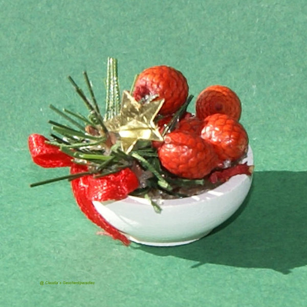 Miniatur Adventsgesteck weiß-rot