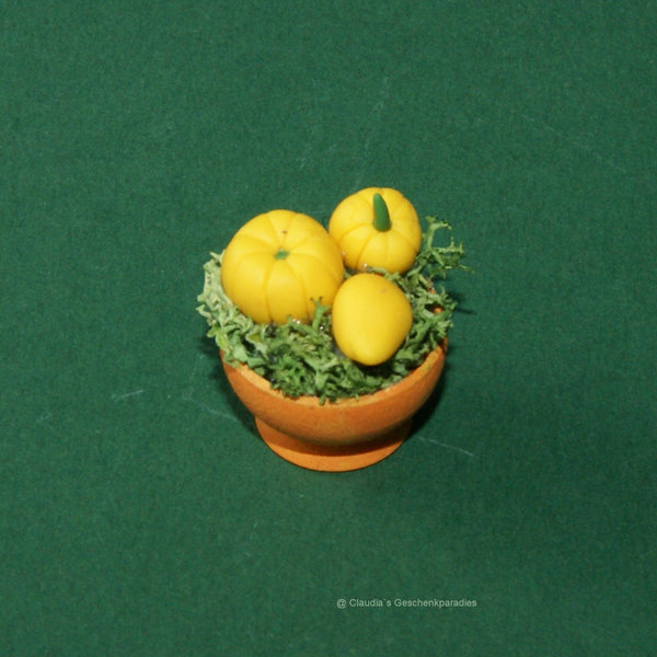 Miniatur Kürbisschale gelb