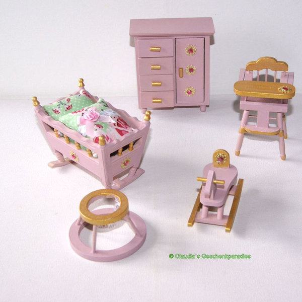 Miniatur Kinderzimmer rose-gold 5-tlg.