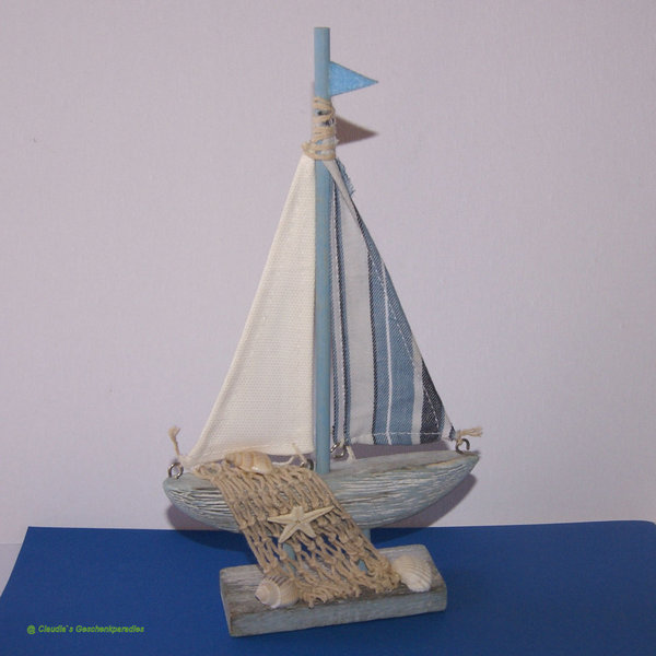 Deko Segelboot grau-blau