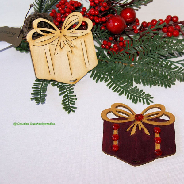 Holz Geschenkpäckchen 8 cm