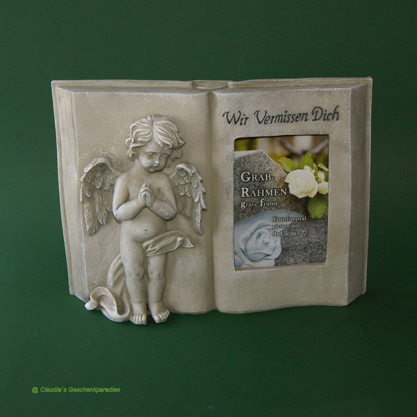 Grabbuch mit Engel und Rahmen