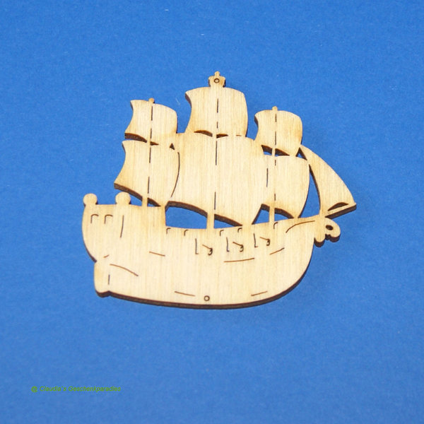 Holz Piratenschiff 6 cm
