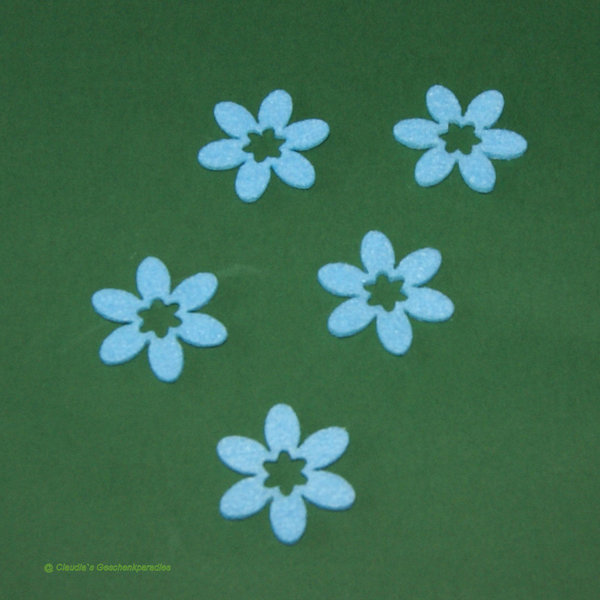 Filz Blüte Ausschnitt blau (5 Stück)