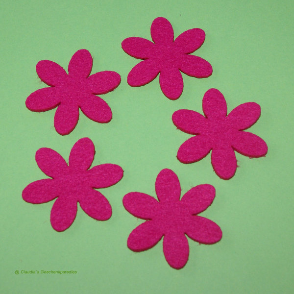 Filz Blüte pink (5 Stück)