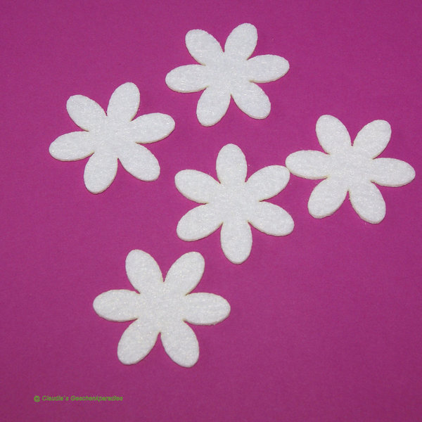 Filz Blüte weiß  (5 Stück)