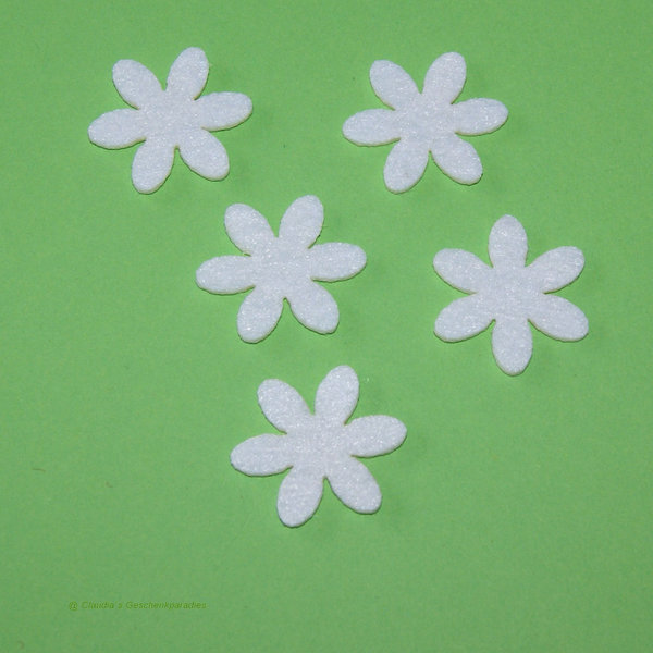 Filz Blüte weiß klein (5 Stück)