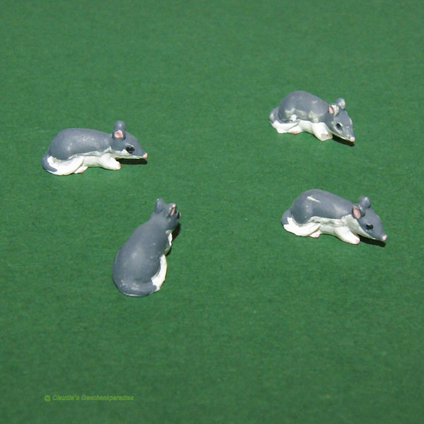 Miniatur Maus grau-weiß