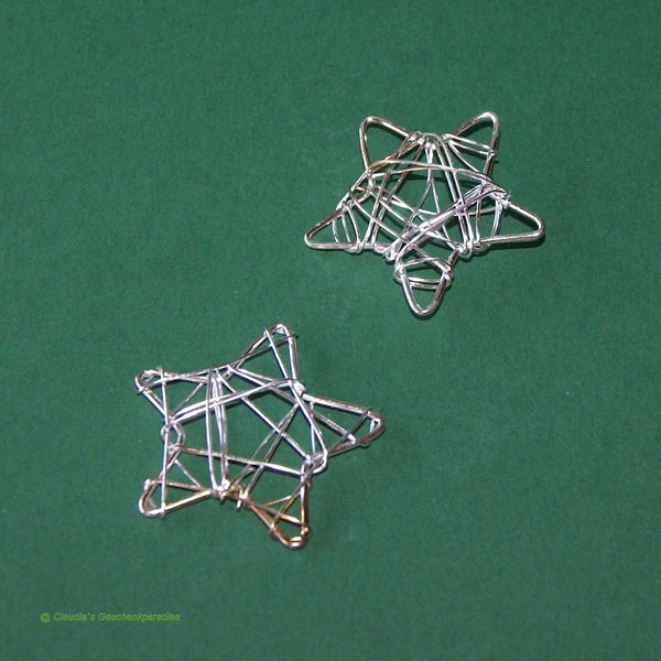 Mini Draht Sterne silberfarbig (2 Stück)