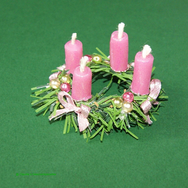 Miniatur Adventskranz rose