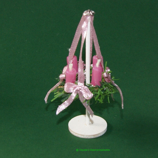 Miniatur Adventskranz rose mit Ständer