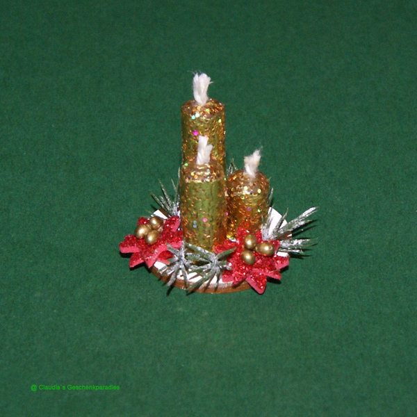 Miniatur Adventskerzengesteck rot