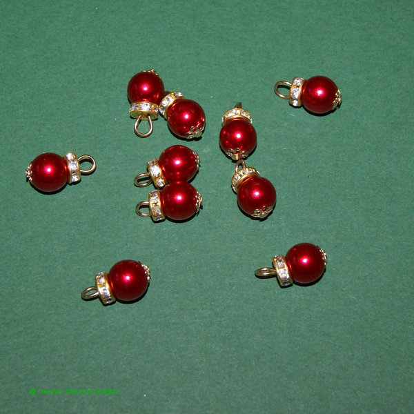 Miniatur Christbaumkugeln rot 1 cm (Set mit 10 Stück)