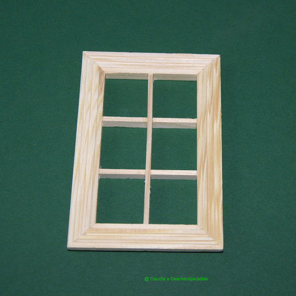 Miniatur Fenster Holz mit Sprossen ohne Glas
