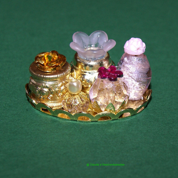 Miniatur Parfum Tablett gold-rose