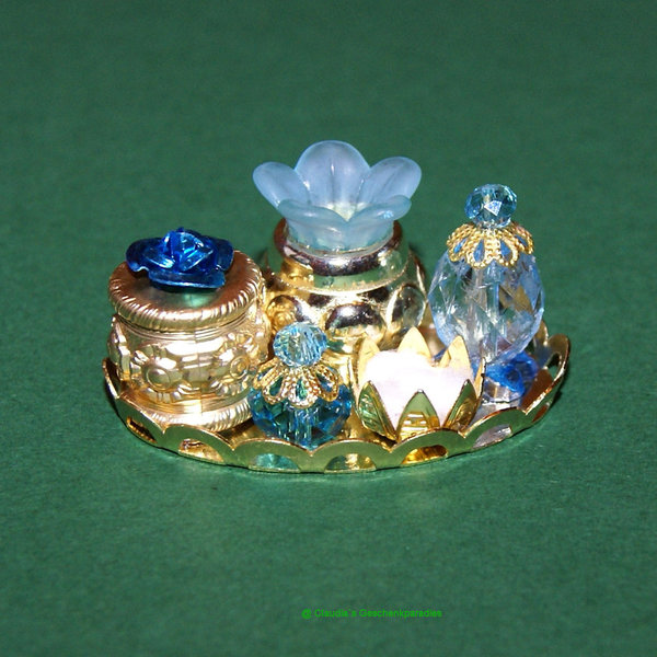 Miniatur Parfum Tablett gold-türkis
