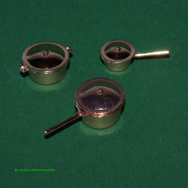 Miniatur Töpfe Set kupferfarbig 3-teilig
